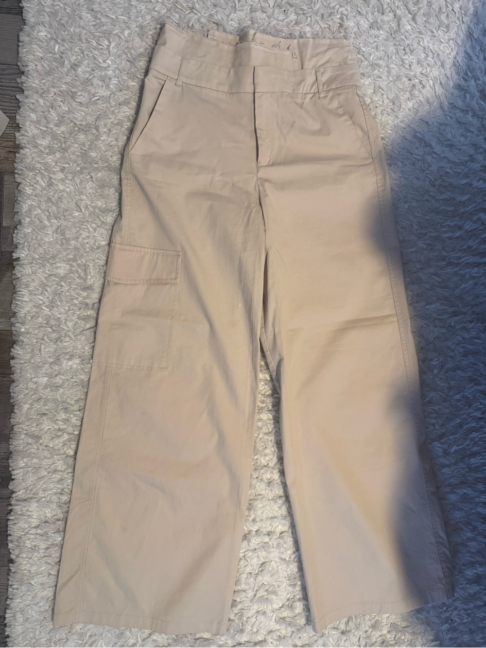Zara Cream Wide-Leg Cargo Trousers